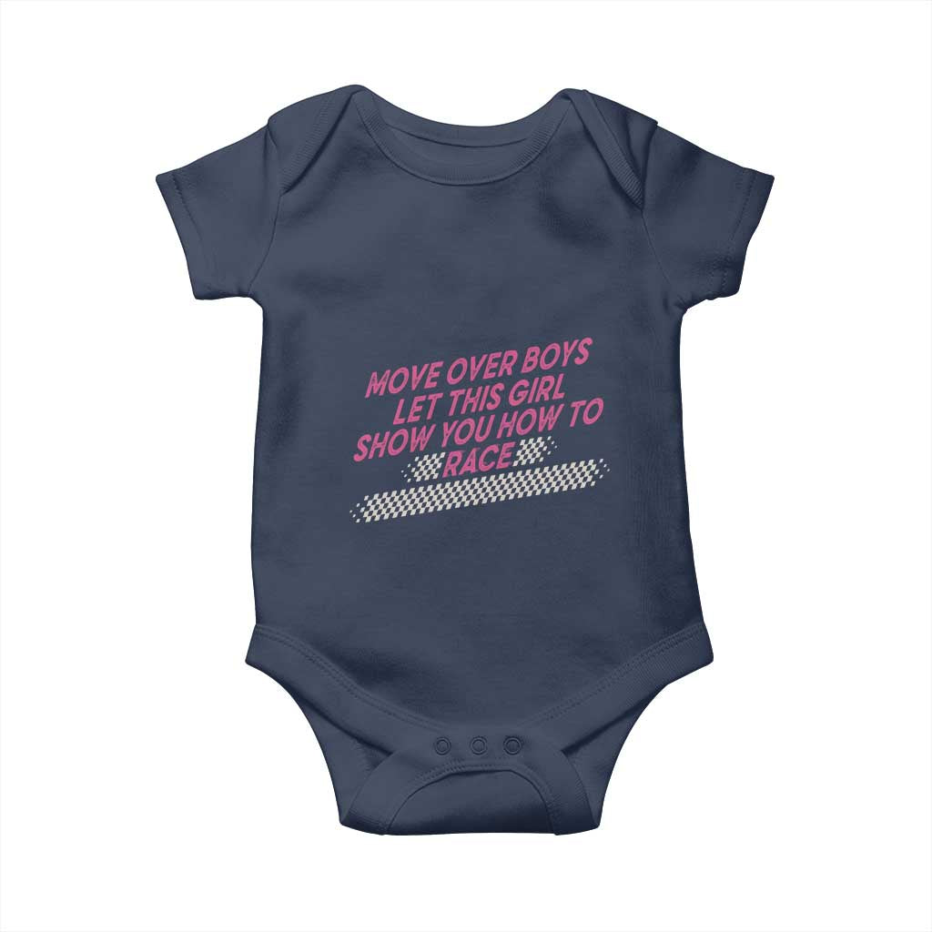 Racing Girl Baby Onesie Move Over Boys Funny Quote - Wonder Print Shop