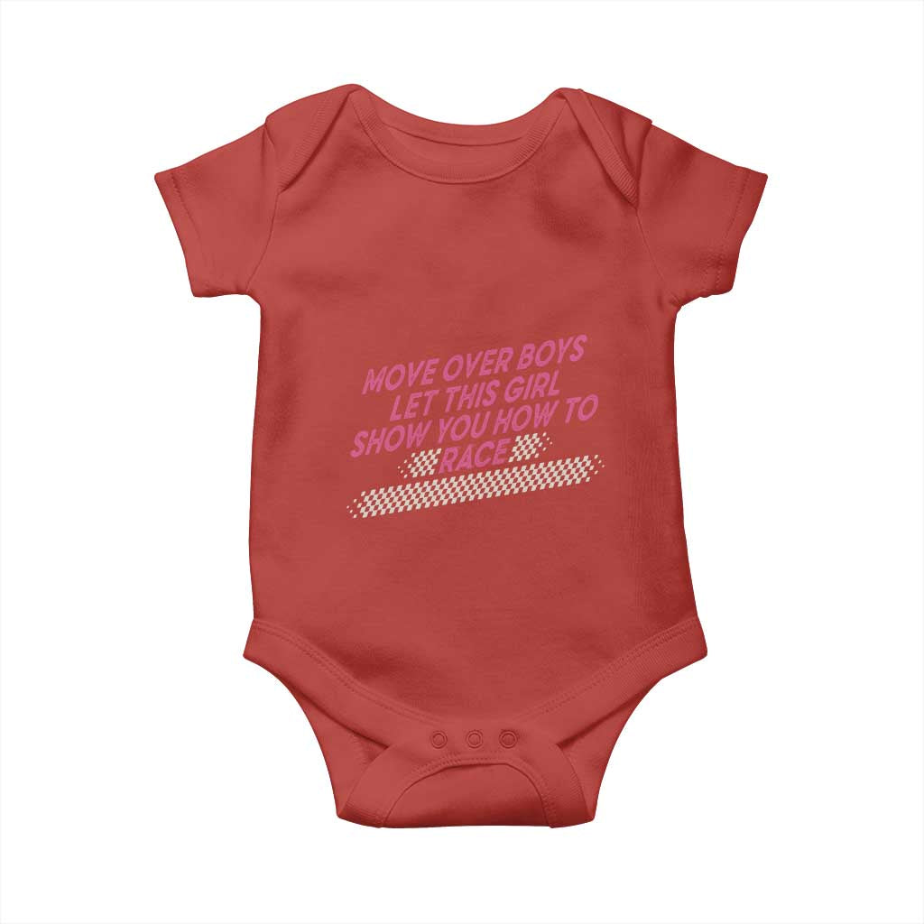 Racing Girl Baby Onesie Move Over Boys Funny Quote - Wonder Print Shop