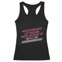 Racing Girl Racerback Tank Top Move Over Boys Funny Quote - Wonder Print Shop