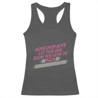 Racing Girl Racerback Tank Top Move Over Boys Funny Quote - Wonder Print Shop