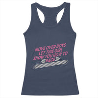 Racing Girl Racerback Tank Top Move Over Boys Funny Quote - Wonder Print Shop
