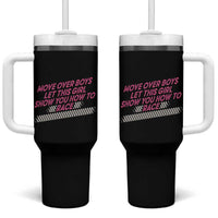 Racing Girl Tumbler With Handle Move Over Boys Funny Quote