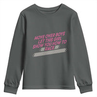 Racing Girl Youth Sweatshirt Move Over Boys Funny Quote - Wonder Print Shop