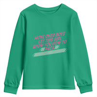 Racing Girl Youth Sweatshirt Move Over Boys Funny Quote - Wonder Print Shop