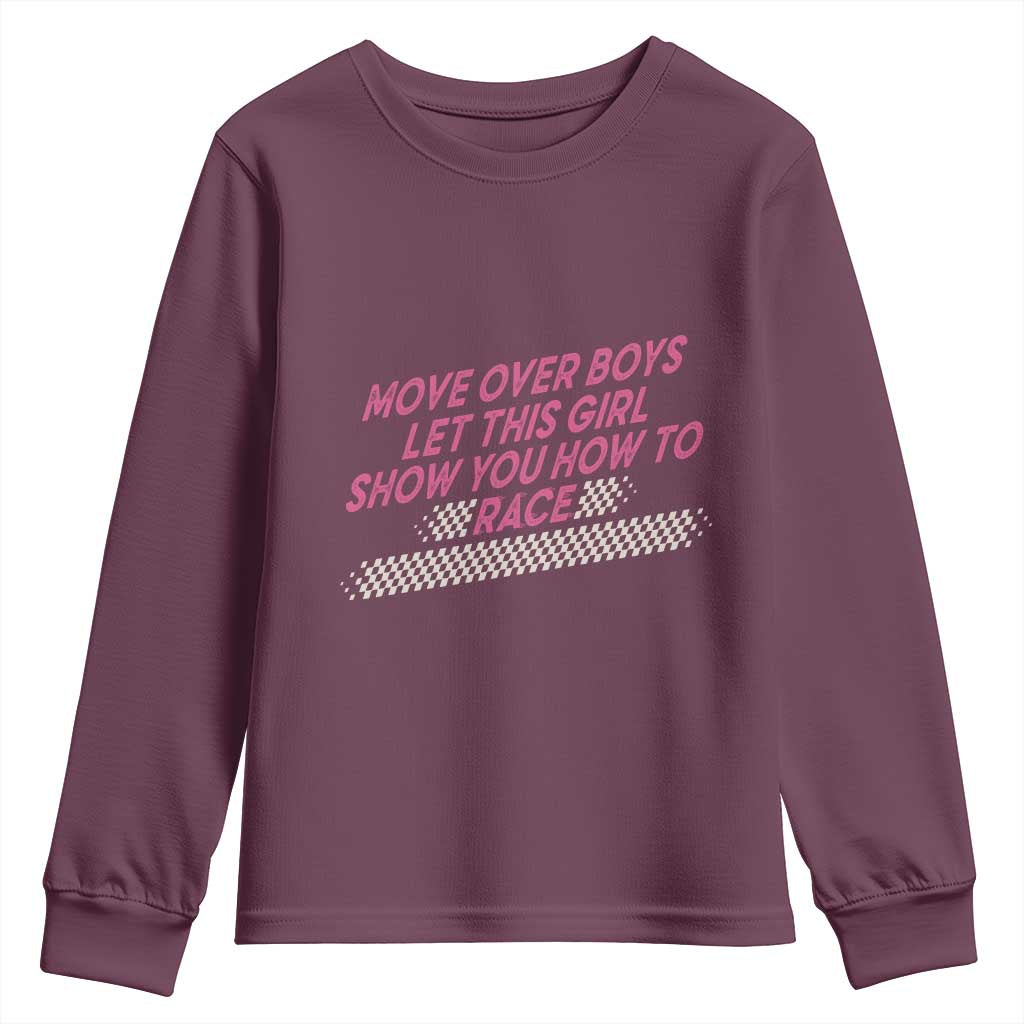 Racing Girl Youth Sweatshirt Move Over Boys Funny Quote - Wonder Print Shop