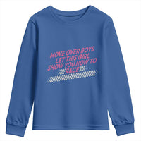 Racing Girl Youth Sweatshirt Move Over Boys Funny Quote - Wonder Print Shop