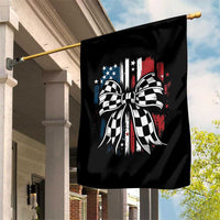 Patriotic Coquette Bow Checkered Flag Race Car Racing Garden Flag - Wonder Print Shop
