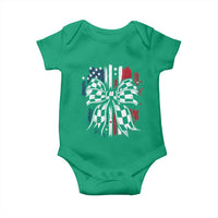 Patriotic Coquette Bow Checkered Flag Race Car Racing Baby Onesie - Wonder Print Shop