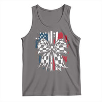 Patriotic Coquette Bow Checkered Flag Race Car Racing Tank Top - Wonder Print Shop