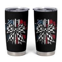 Patriotic Coquette Bow Checkered Flag Race Car Racing Tumbler Cup