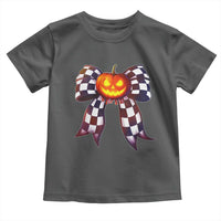 Race Car Halloween Toddler T Shirt Pumpkin Checkered Coquette Bow - Wonder Print Shop