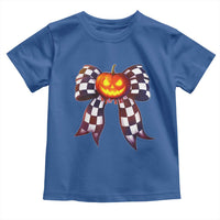 Race Car Halloween Toddler T Shirt Pumpkin Checkered Coquette Bow - Wonder Print Shop