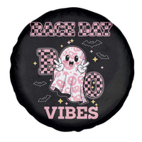 Race Car Halloween Spare Tire Cover Boo Checkered Coquette Bow - Wonder Print Shop