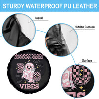 Race Car Halloween Spare Tire Cover Boo Checkered Coquette Bow - Wonder Print Shop