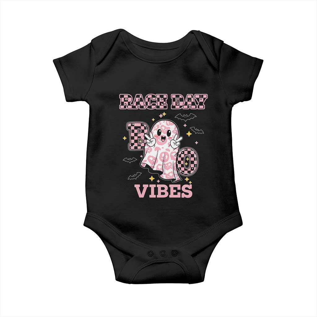 Race Car Halloween Baby Onesie Boo Checkered Coquette Bow - Wonder Print Shop