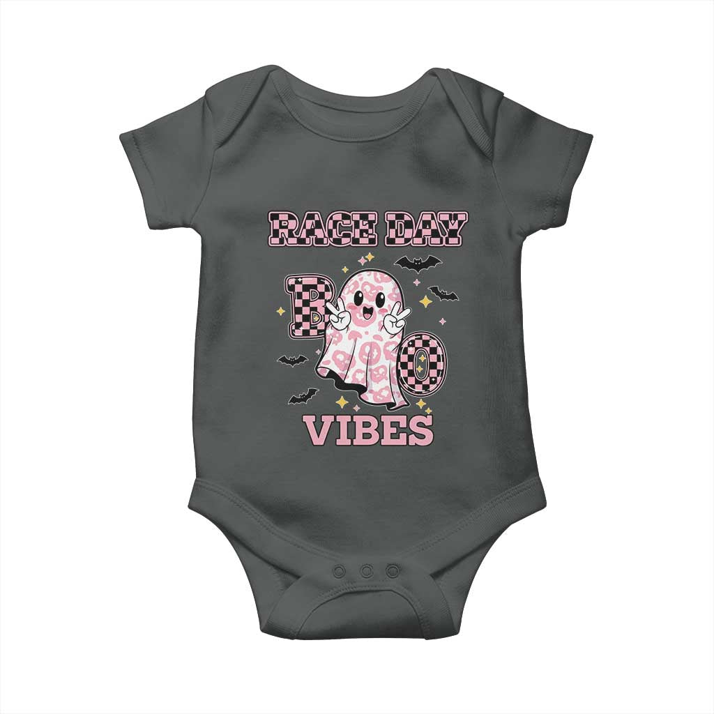 Race Car Halloween Baby Onesie Boo Checkered Coquette Bow - Wonder Print Shop