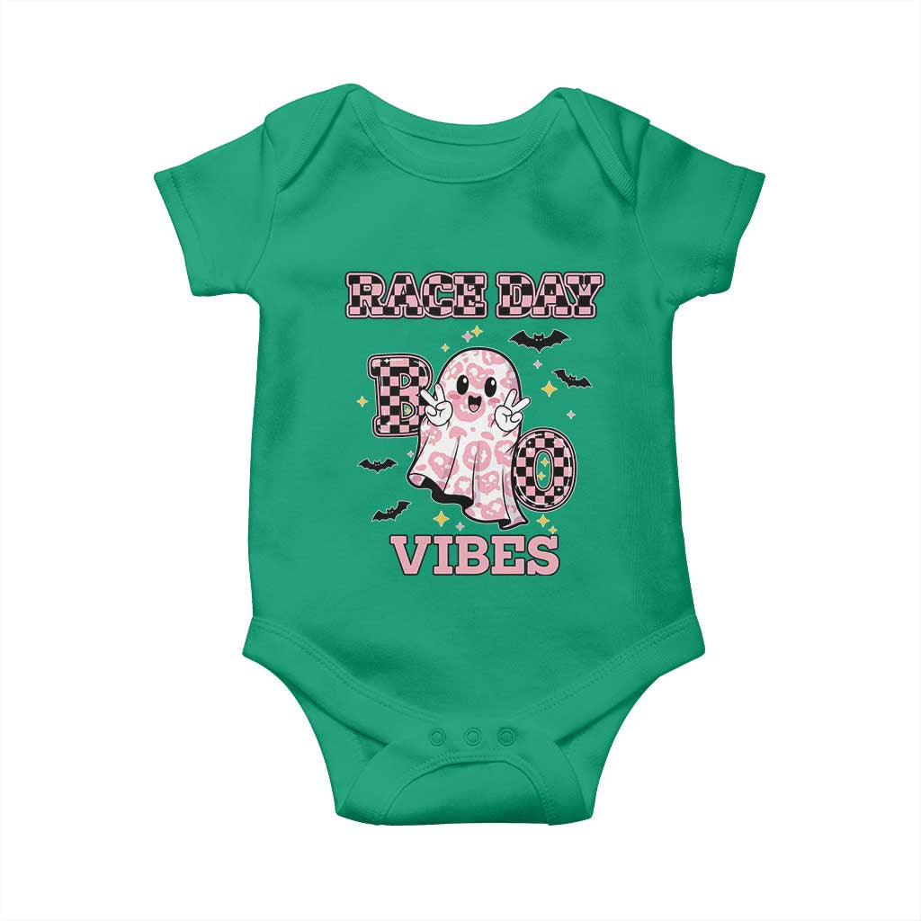 Race Car Halloween Baby Onesie Boo Checkered Coquette Bow - Wonder Print Shop