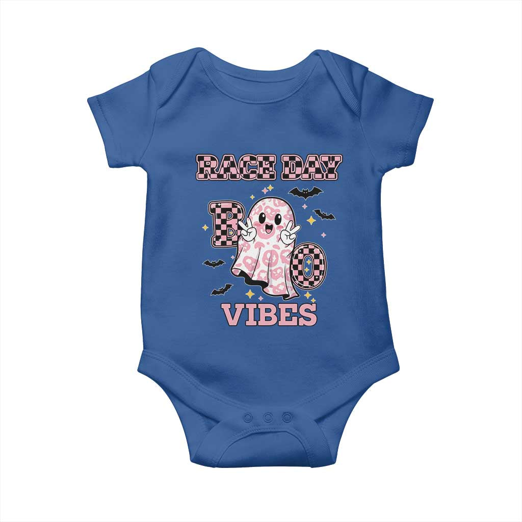 Race Car Halloween Baby Onesie Boo Checkered Coquette Bow - Wonder Print Shop