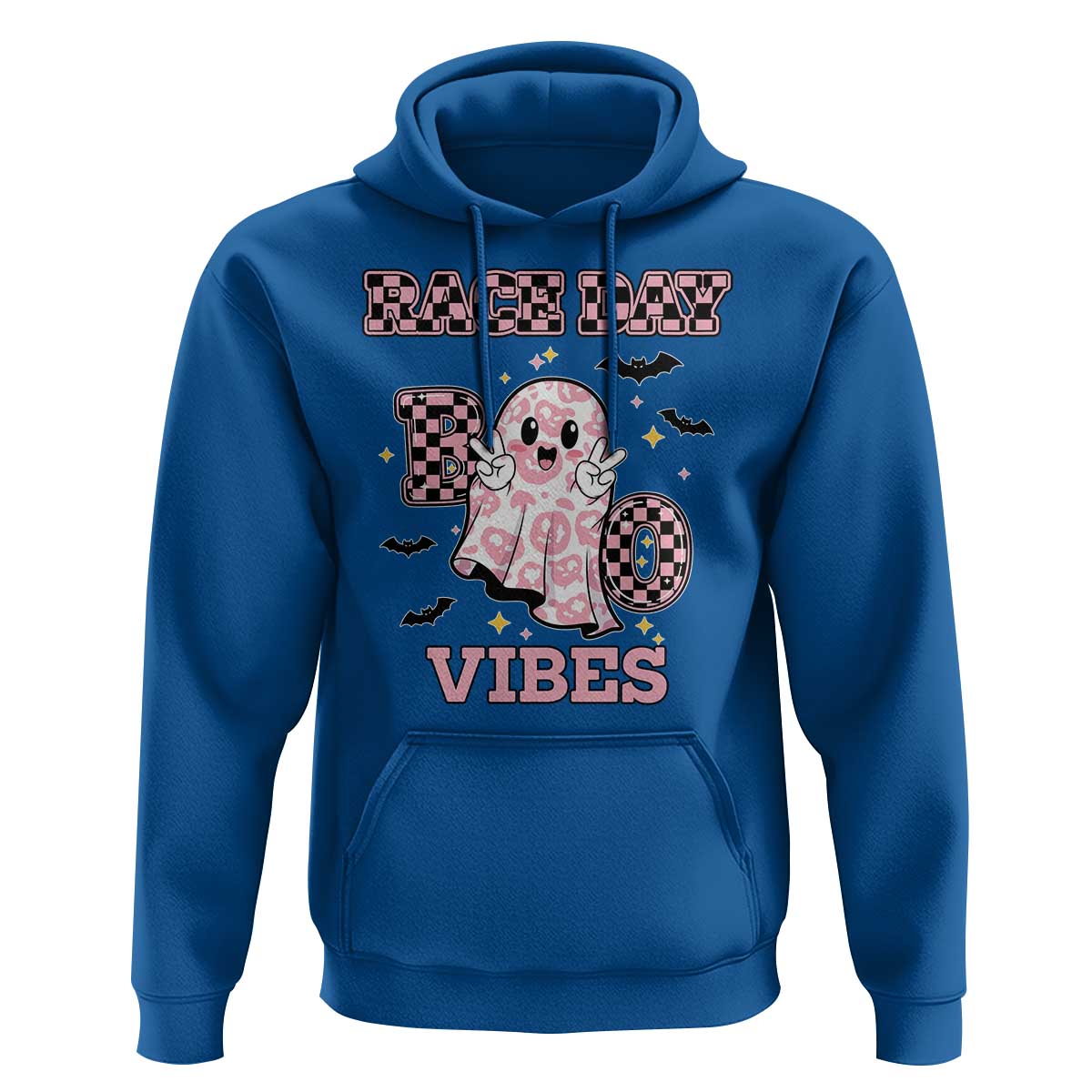 Race Car Halloween Hoodie Boo Checkered Coquette Bow - Wonder Print Shop