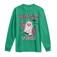 Race Car Halloween Long Sleeve Shirt Boo Checkered Coquette Bow - Wonder Print Shop