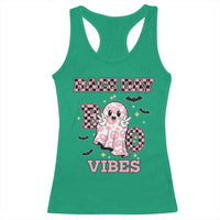 Race Car Halloween Racerback Tank Top Boo Checkered Coquette Bow - Wonder Print Shop
