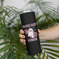 Race Car Halloween Skinny Tumbler Boo Checkered Coquette Bow