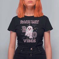 Race Car Halloween T Shirt For Women Boo Checkered Coquette Bow - Wonder Print Shop