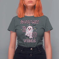 Race Car Halloween T Shirt For Women Boo Checkered Coquette Bow - Wonder Print Shop