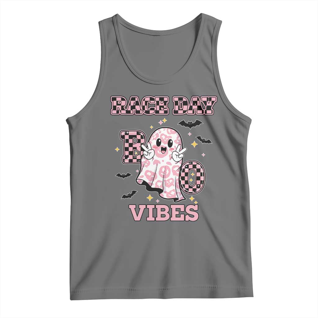 Race Car Halloween Tank Top Boo Checkered Coquette Bow - Wonder Print Shop