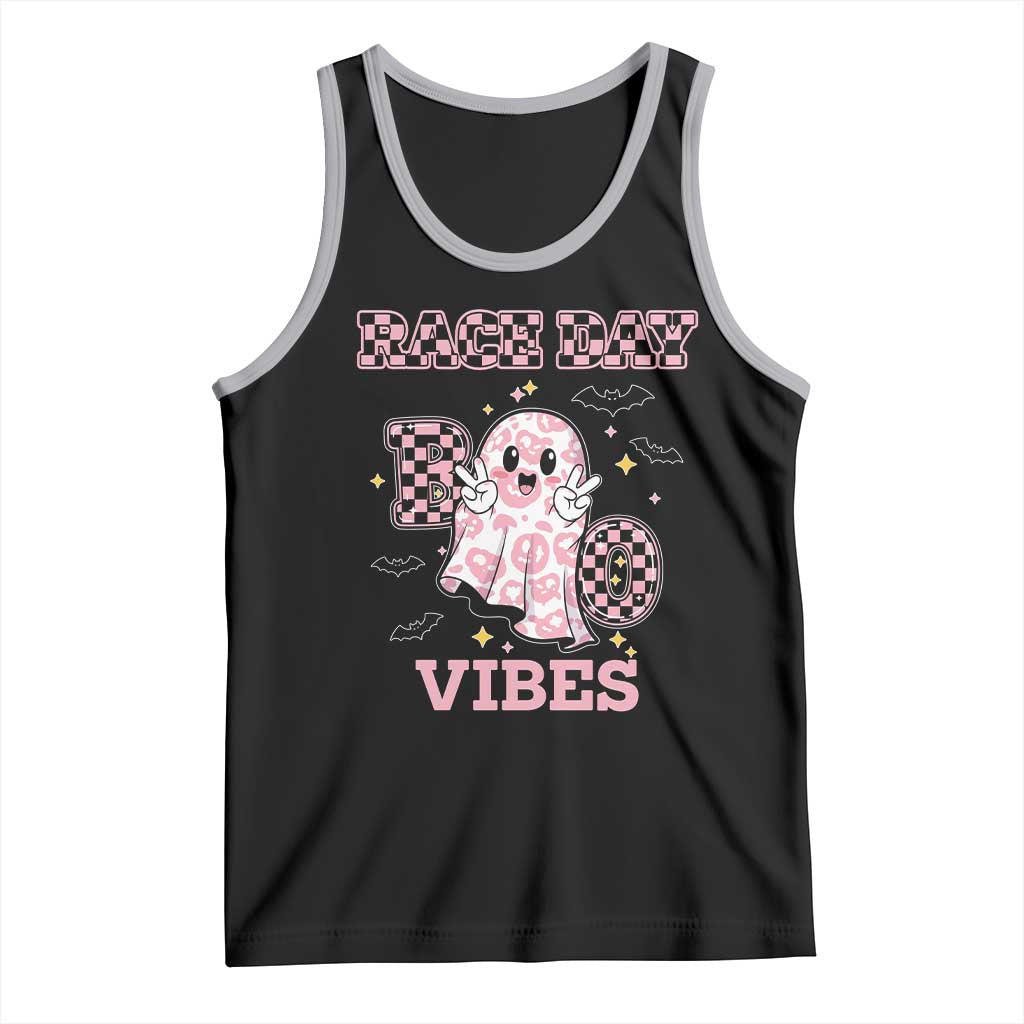 Race Car Halloween Tank Top Boo Checkered Coquette Bow - Wonder Print Shop