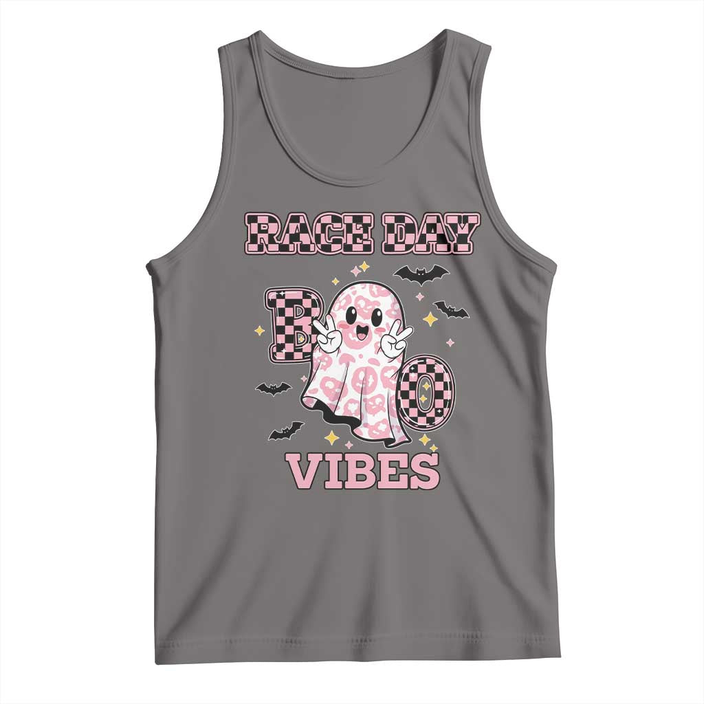 Race Car Halloween Tank Top Boo Checkered Coquette Bow - Wonder Print Shop