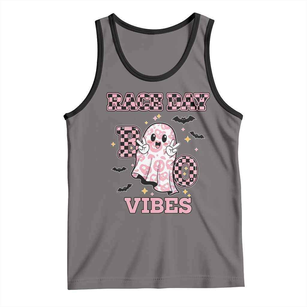 Race Car Halloween Tank Top Boo Checkered Coquette Bow - Wonder Print Shop