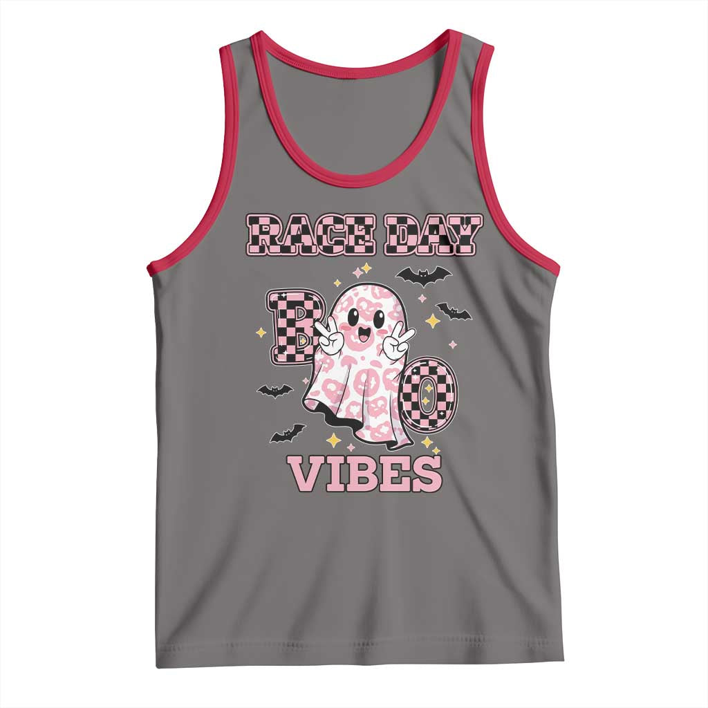 Race Car Halloween Tank Top Boo Checkered Coquette Bow - Wonder Print Shop