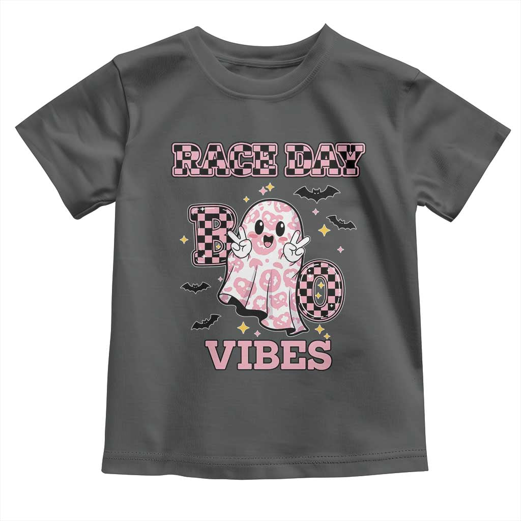 Race Car Halloween Toddler T Shirt Boo Checkered Coquette Bow - Wonder Print Shop