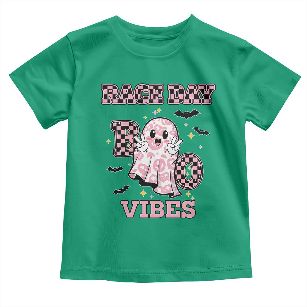 Race Car Halloween Toddler T Shirt Boo Checkered Coquette Bow - Wonder Print Shop