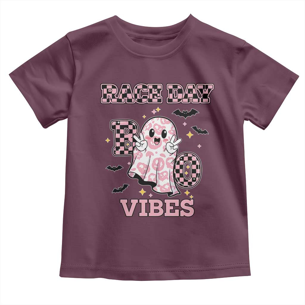 Race Car Halloween Toddler T Shirt Boo Checkered Coquette Bow - Wonder Print Shop