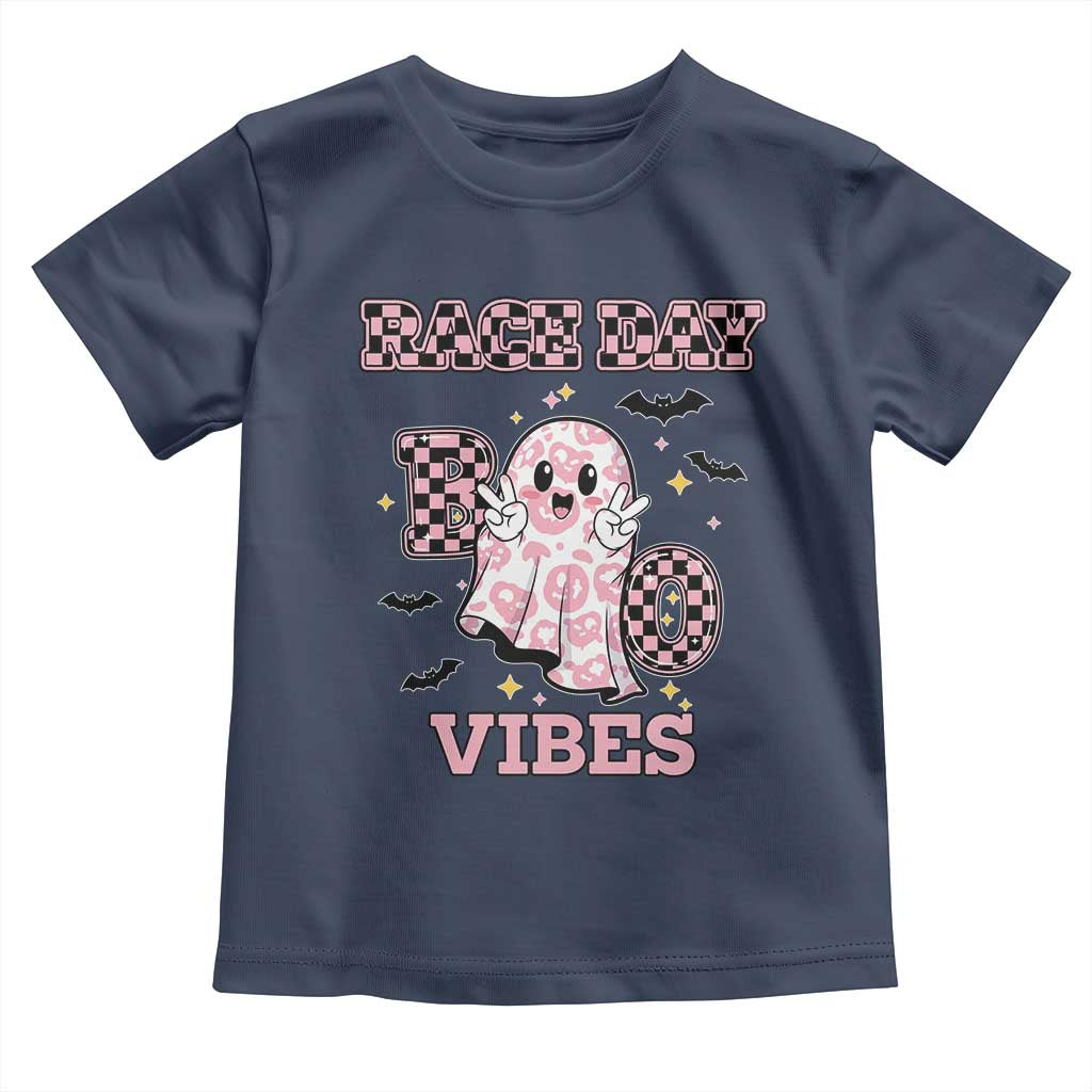 Race Car Halloween Toddler T Shirt Boo Checkered Coquette Bow - Wonder Print Shop