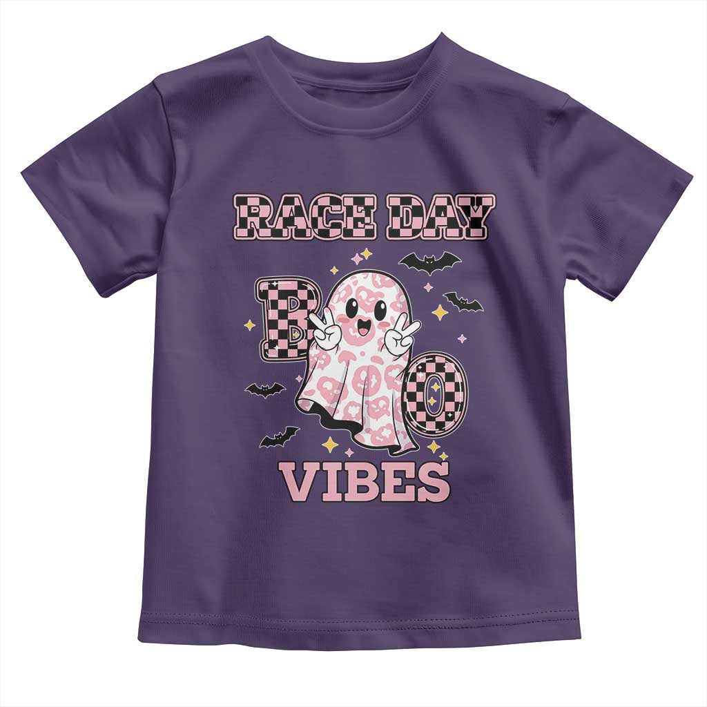 Race Car Halloween Toddler T Shirt Boo Checkered Coquette Bow - Wonder Print Shop