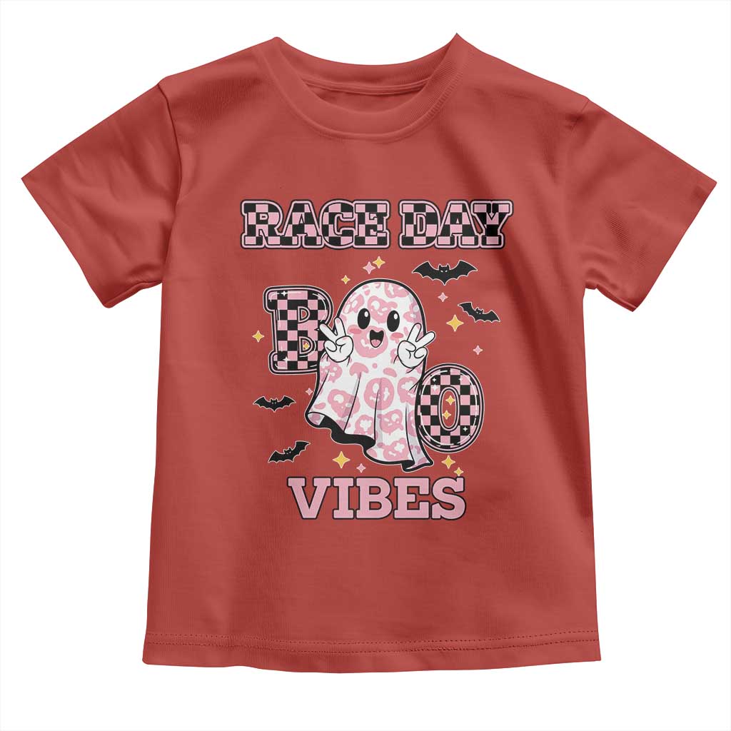 Race Car Halloween Toddler T Shirt Boo Checkered Coquette Bow - Wonder Print Shop