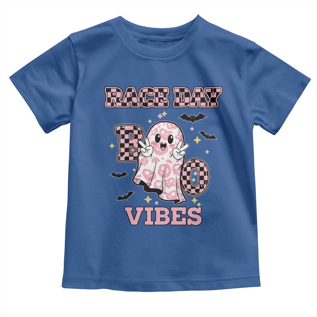 Race Car Halloween Toddler T Shirt Boo Checkered Coquette Bow - Wonder Print Shop