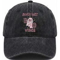 Race Car Halloween Washed Cotton Baseball Cap Boo Checkered Coquette Bow