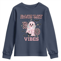 Race Car Halloween Youth Sweatshirt Boo Checkered Coquette Bow - Wonder Print Shop