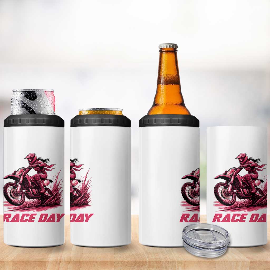 Dirt Bike Girl 4 in 1 Can Cooler Tumbler Motocross Racing Women