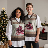 Dirt Bike Girl V-Neck Knit Sweater Vest Motocross Racing Women - Wonder Print Shop