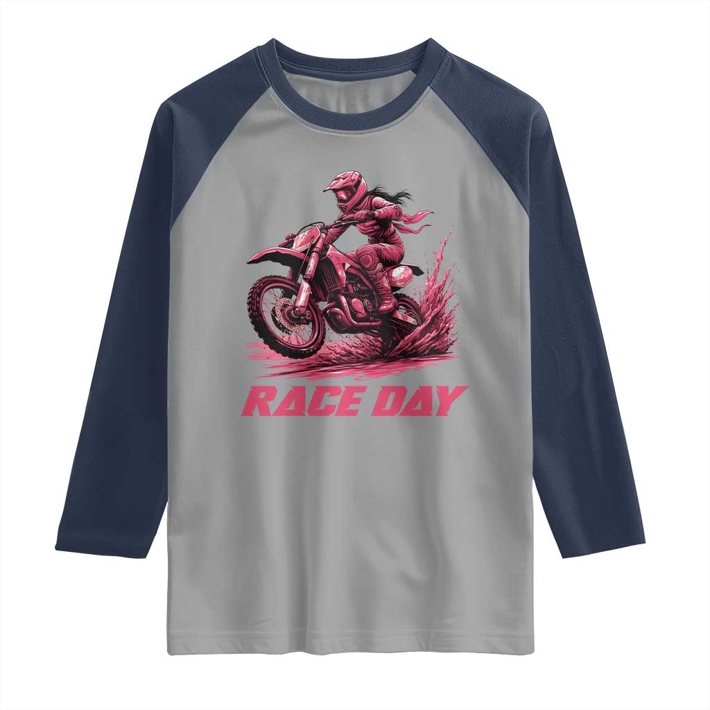 Dirt Bike Girl Raglan Shirt Motocross Racing Women - Wonder Print Shop