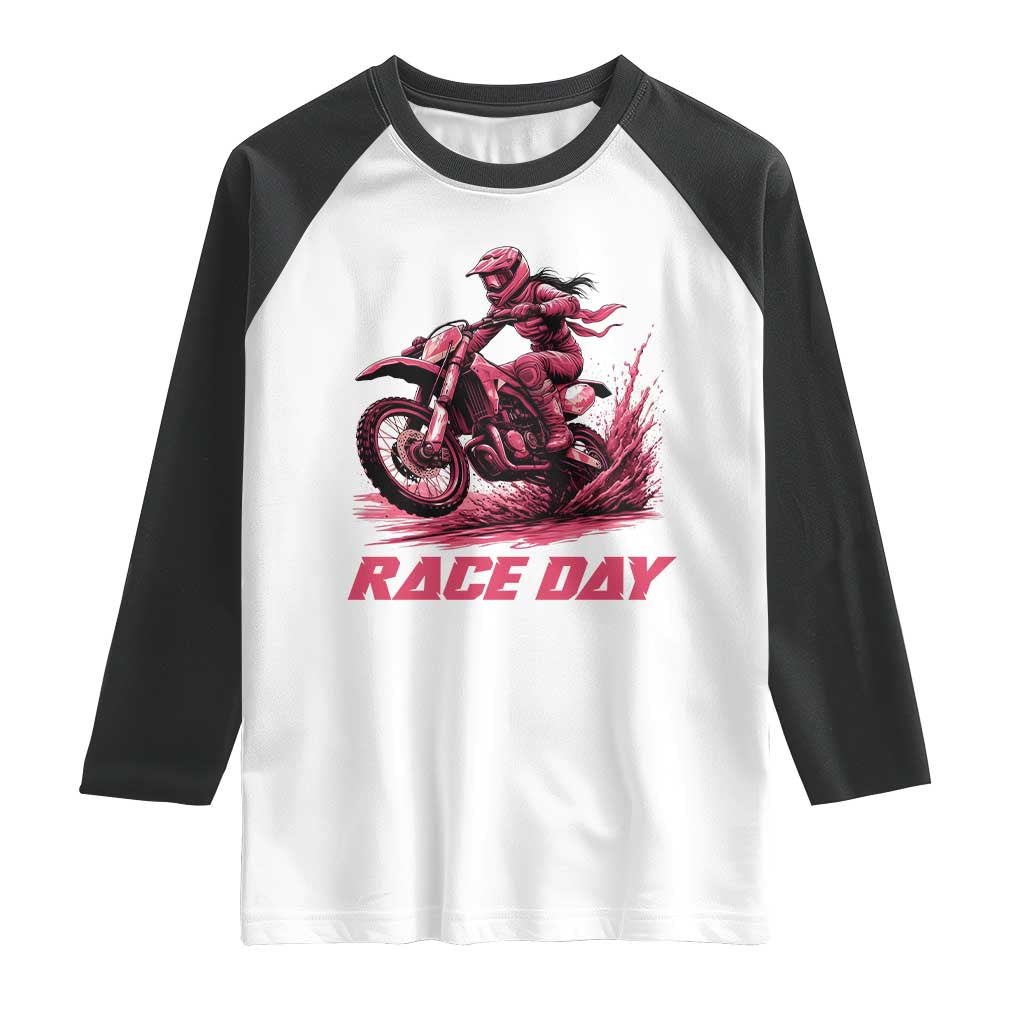 Dirt Bike Girl Raglan Shirt Motocross Racing Women - Wonder Print Shop