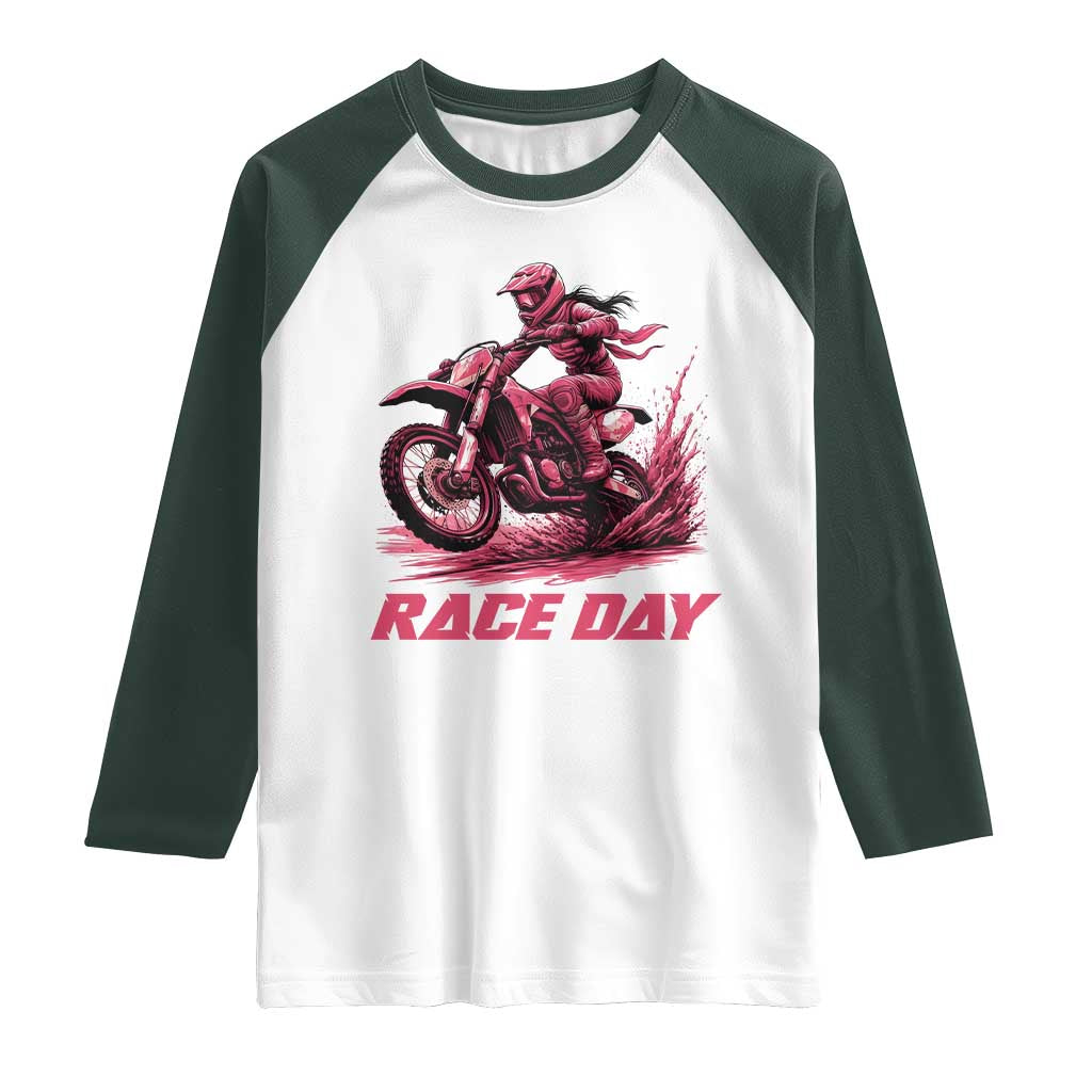 Dirt Bike Girl Raglan Shirt Motocross Racing Women - Wonder Print Shop