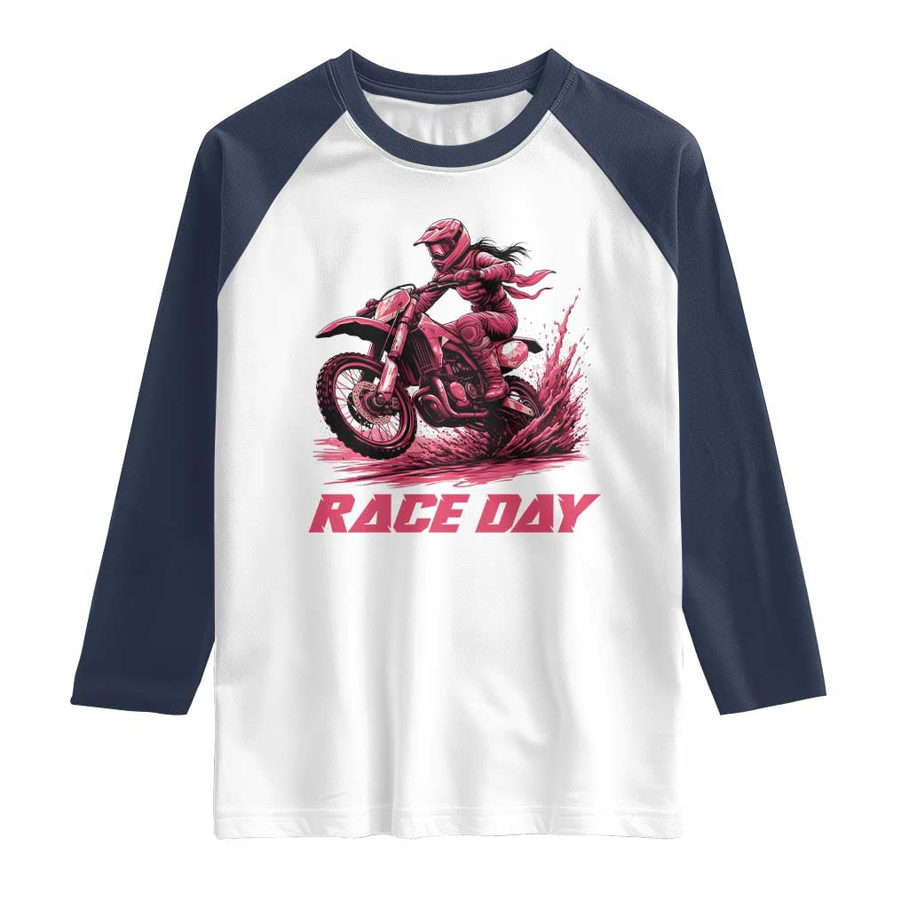 Dirt Bike Girl Raglan Shirt Motocross Racing Women - Wonder Print Shop