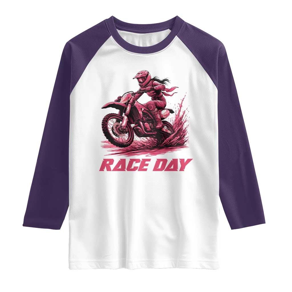 Dirt Bike Girl Raglan Shirt Motocross Racing Women - Wonder Print Shop