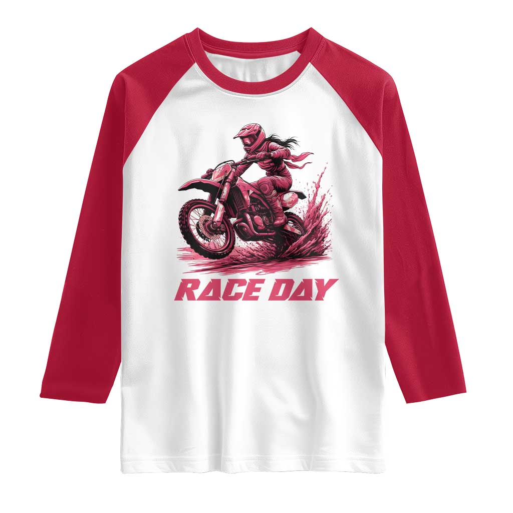 Dirt Bike Girl Raglan Shirt Motocross Racing Women - Wonder Print Shop
